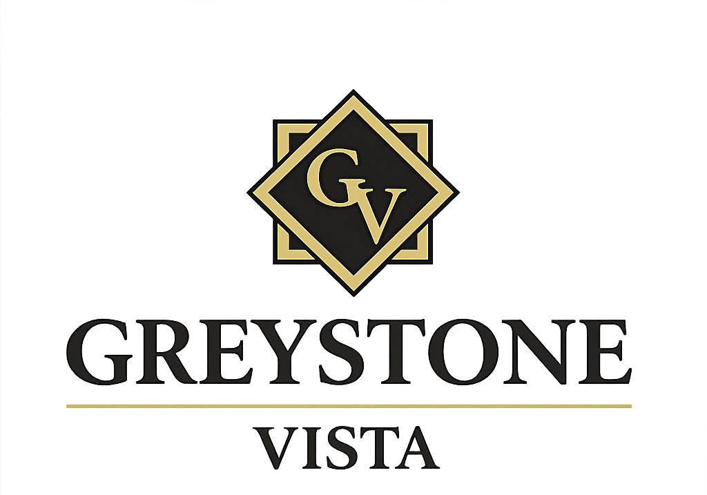 A logo with the letters GV inside a diamond shape and the words "Greystone Vista" below it.
